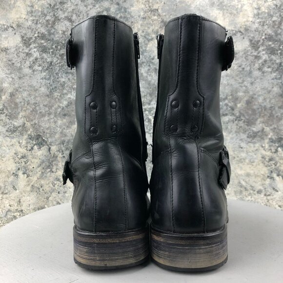 Red Tape Men's Size 11 Salisbury Buckle Black Leather Side Zip Ankle Biker Boots - Picture 7 of 13